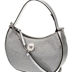 Versace leather trimmed strass handle bag