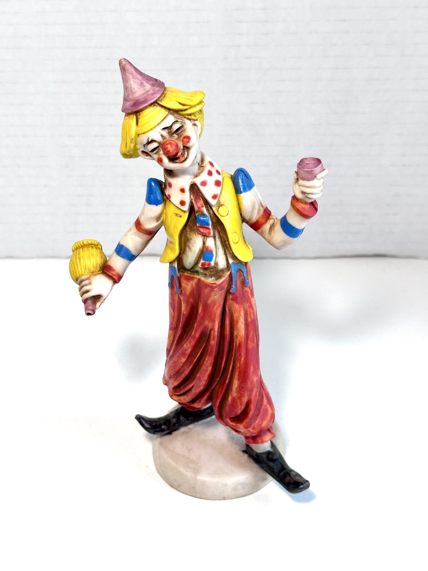 Vintage MIC Imports Clown Drinking Wine Polymer Resin Figurine