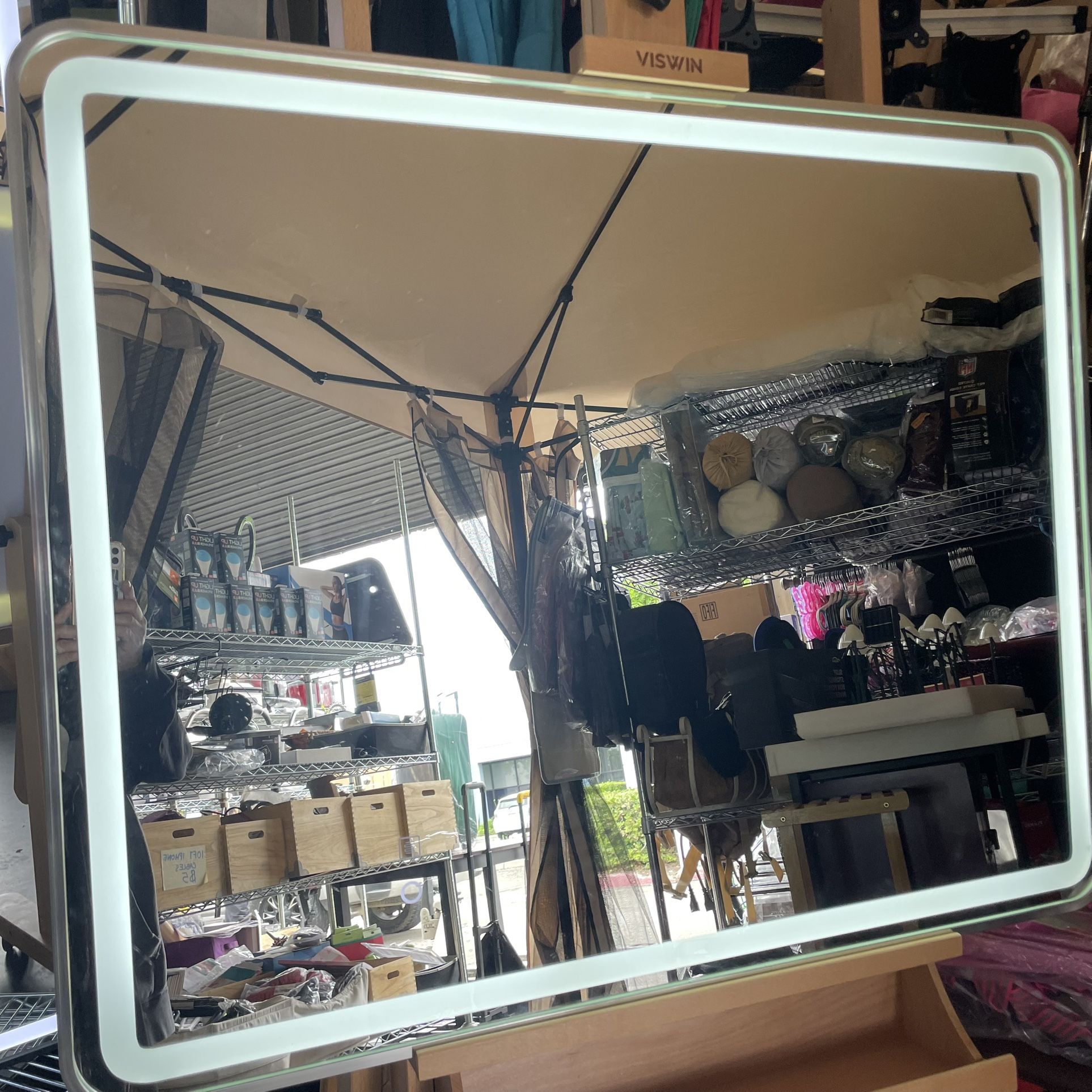 Touch Button Bathroom Mirror 40” x 32” Switchable Color LED with Defogger