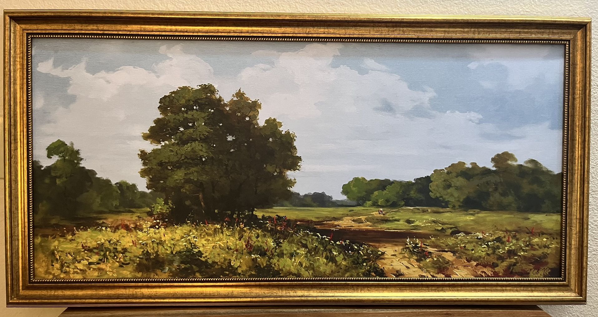 Gold Framed Country Picture 39.5”x19.5”