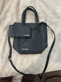 Steve Madden Black Pebbled Crossbody Tote with Matching Removable Wallet