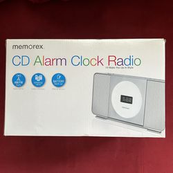New Memorex CD Alarm Clock Radio Plug & Backup Battery Function W/Auxiliary Port