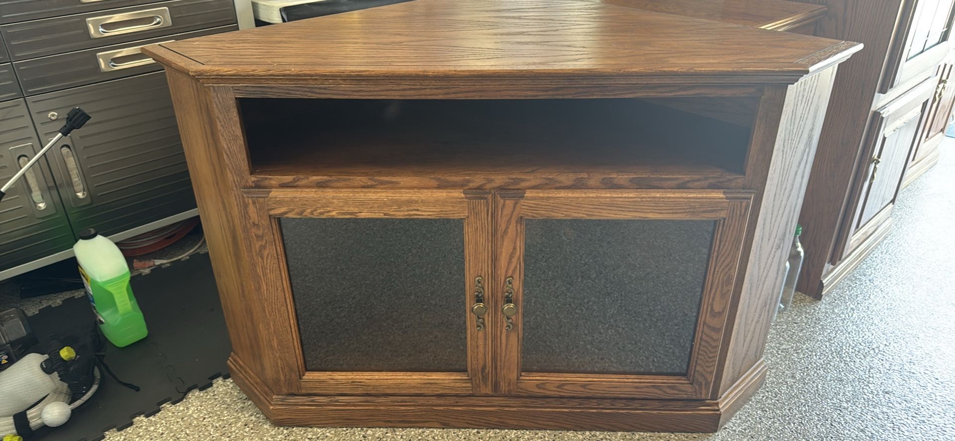 Walnut wooden corner tv cabinet
