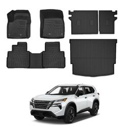DIKSOAKR Car Floor Mats & Cargo Liner & Backrest Mat for Nissan Rogue 2021-2024 Row Trunk Mat Full Set TPE All Weather Protection