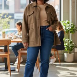 NWT Banana Republic brown structured 4-pocket shirt jacket in size XL.