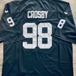 Raiders Jersey Home Black Silver Crosby 98 Men Women And Kids Youth Sizes 
