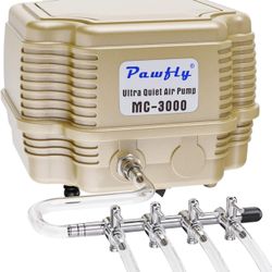 Pawfly 254 GPH Aquarium Air Pump Adjustable Quiet Oxygen Aerator Pump with Multi-Port Air Flow Control Lever Valve Splitter