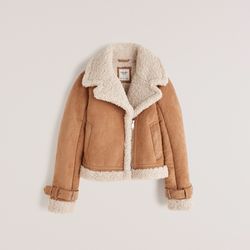 Abercrombie & Fitch Shearling Aviator Jacket size Medium
