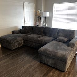 Blueish/grayish Suede Sectional