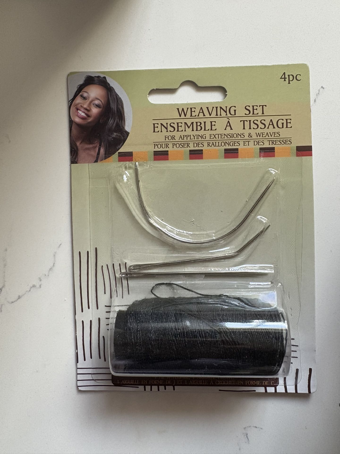 Greenbrier International 4 Piece Hair Weaving Set (1 Thread, 1 C Shaped Needle, 1 L Shaped Needle, 1 Regular Needle)