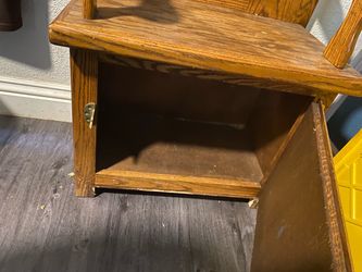Oak Wood Chair with Under-Seat Storage