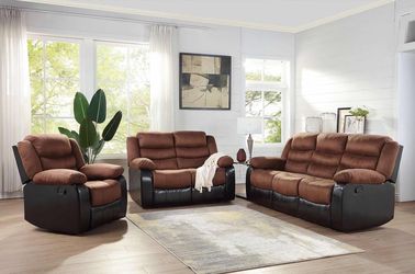 Brand new 3 piece sofa love seat and recliner. Also available in brown, and gray,