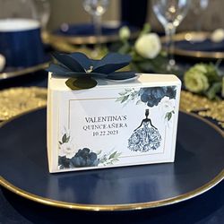 QUINCEANERA FAVORS MIS QUINCE – DRESS navy blue Sweet 16 birthday favor boxes