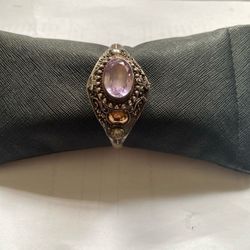 Victorian amethyst silver locket bracelet