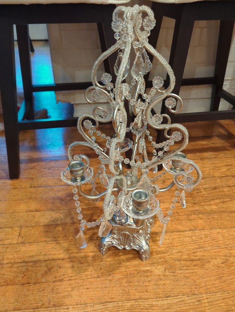 Beautiful Beaded Silver Candelabra 