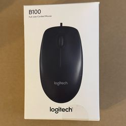 New Black Logitech Wired USB Mouse