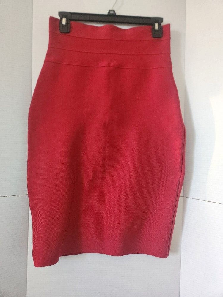 Love University Bodycon Skirt Size Large Red Stretch Pencil Style.