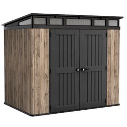 Keter 8' × 6' Signature Collection Aspen Resin Outdoor Storage Shea, Pine