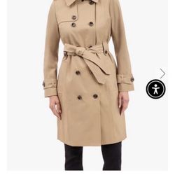 London Fog Women's Double-Breasted Hooded Trench Coat Size Small Spring Jacket