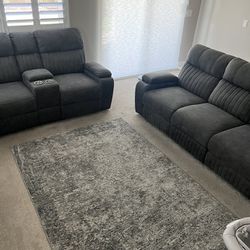 Gray Couch And LoveSeat with Recliners