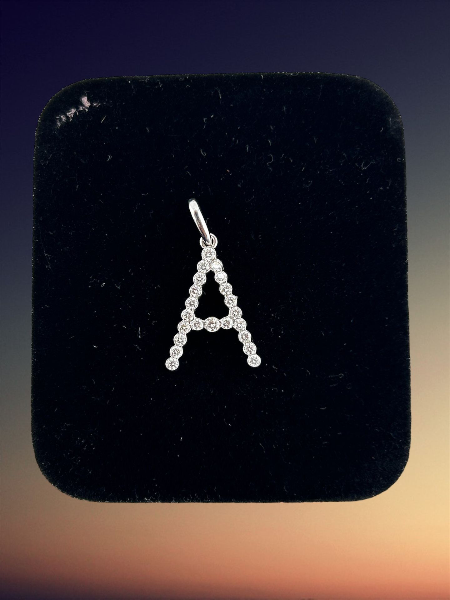 14K White Gold Unisex Diamond Initial Pendant
