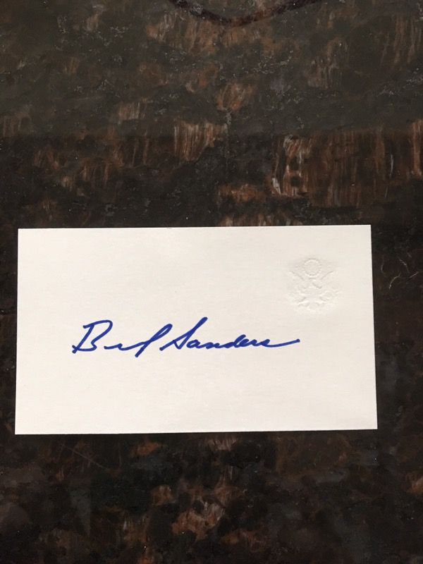 Bernie Sanders signed autograph business card