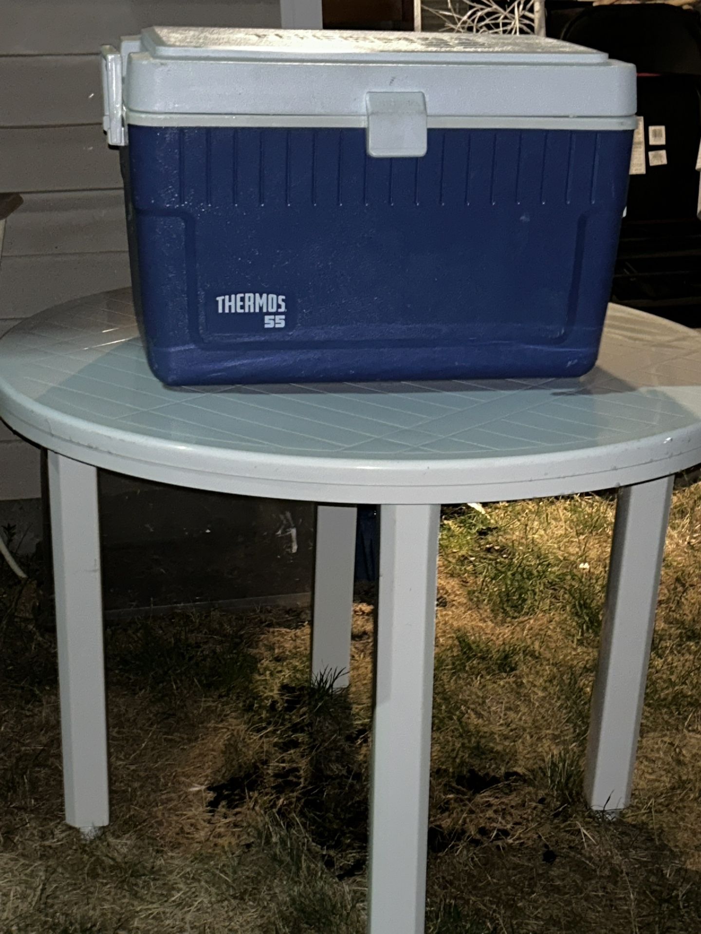 table and large cooler
