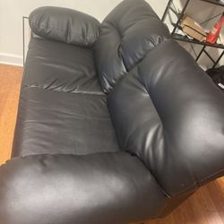 Black Leather Love Seat