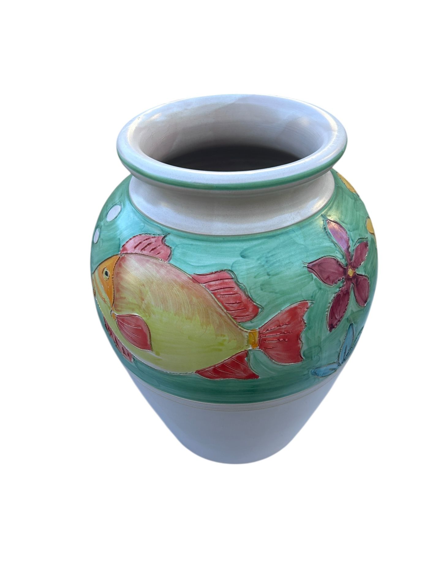 Large Clay Pot made in Italy Hand Painted