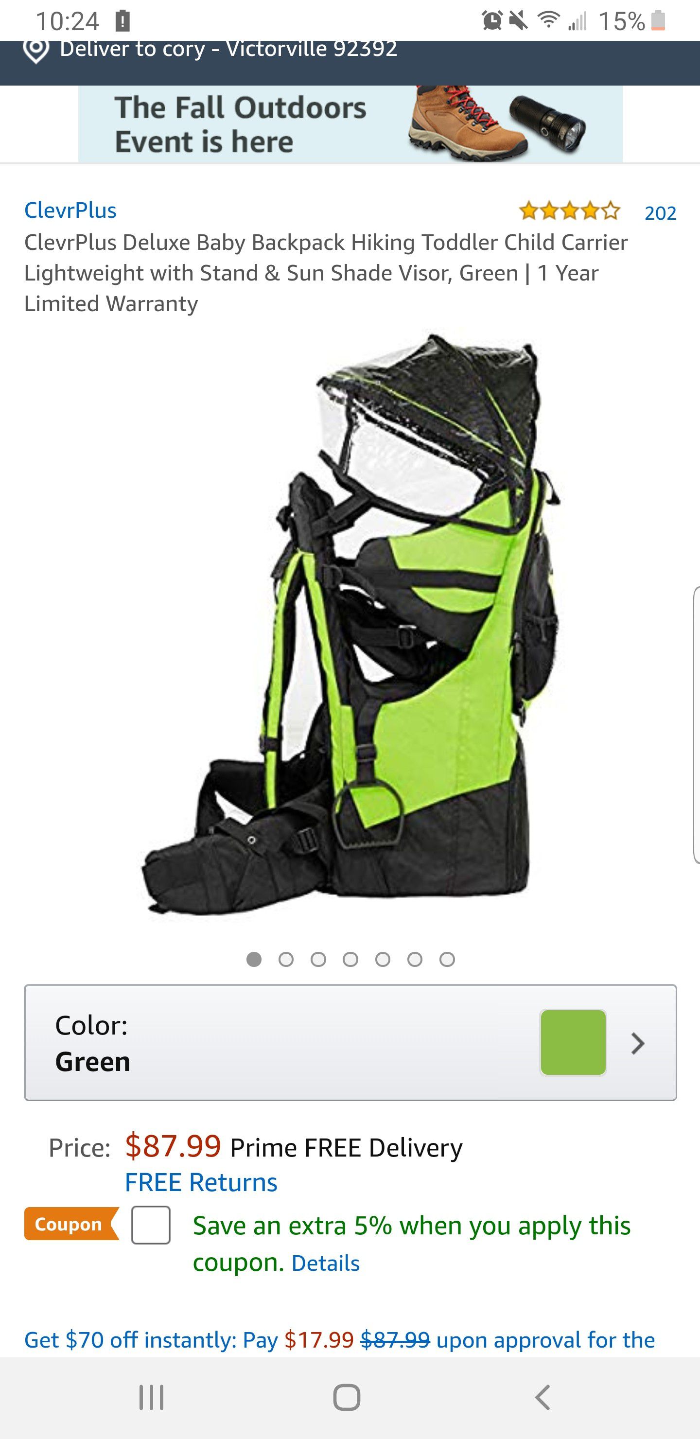 Baby hiking backpack