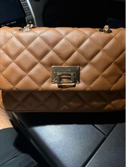 Aldo Quilted Leather Camel Colored Shoulder Bag