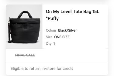 Lululemon on my level puffer tote