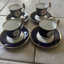 Antique Royal Tettau Bavaria Germany teacup & saucer set of 4 #712 approx H2.5”w2.2.1/4” Saucer 4.3/4”