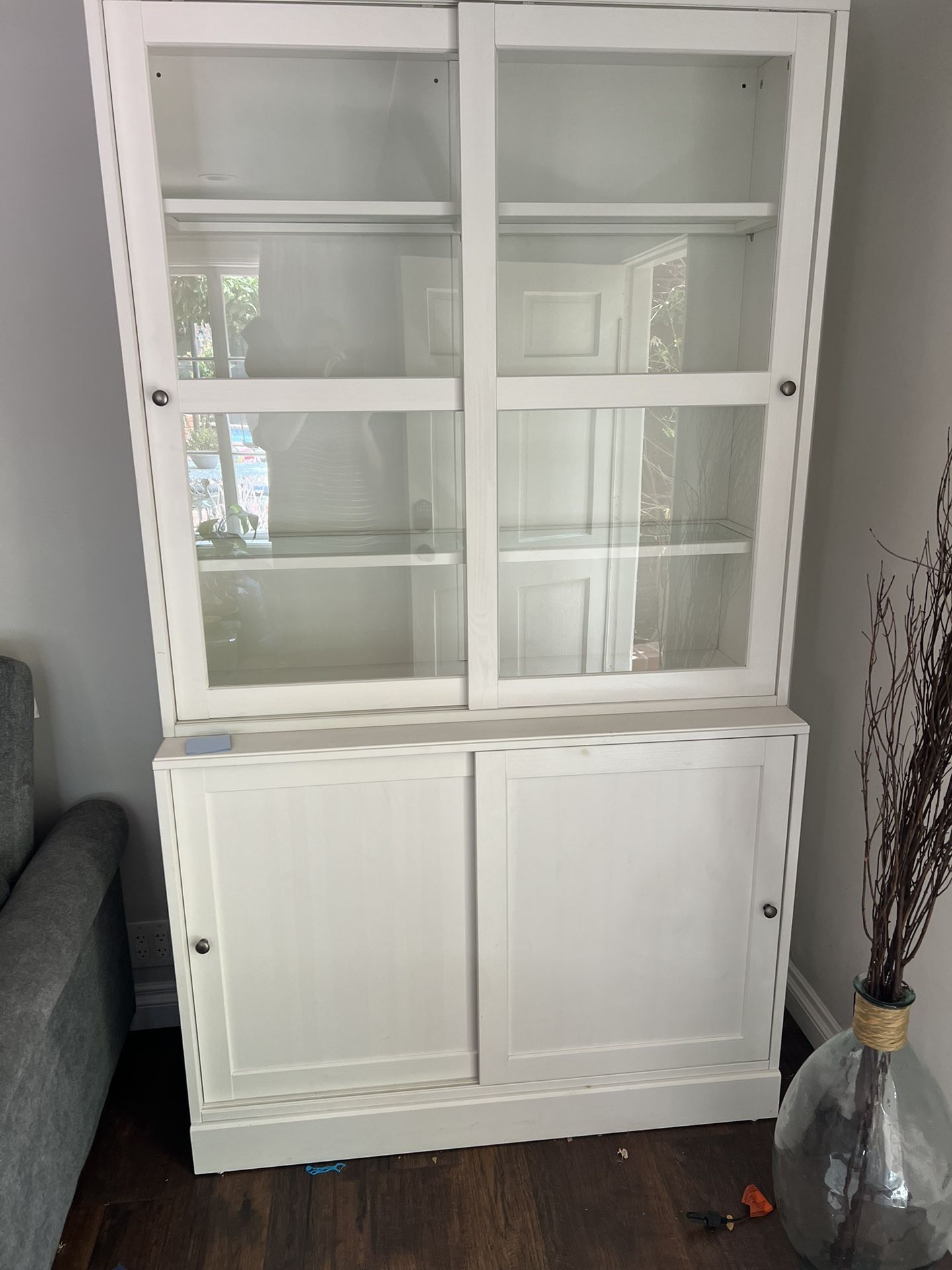 Beautiful, solid white display/storage cabinets