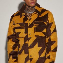 Charlie Felt Shacket - Yellow/combo (used) sz: small