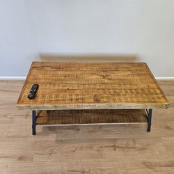 Rustic Wooden Coffee Table with Metal Frame