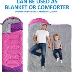 Camping Sleeping Bag  3 Season Warm & Cool Weather  