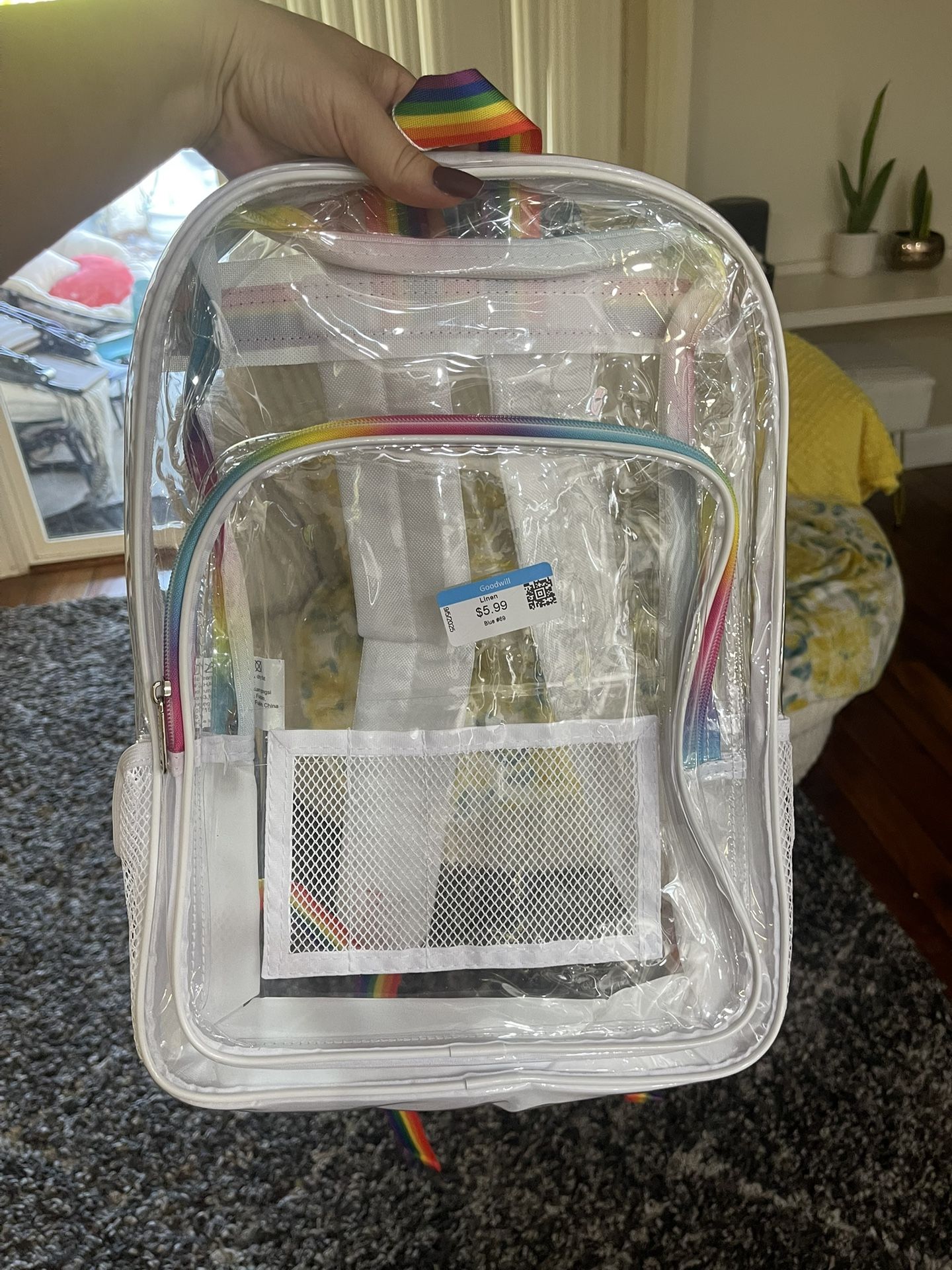 Clear Rainbow Straps Backpack