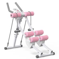 Pink And White Dual-Track Ab Machine with Separated Sliders