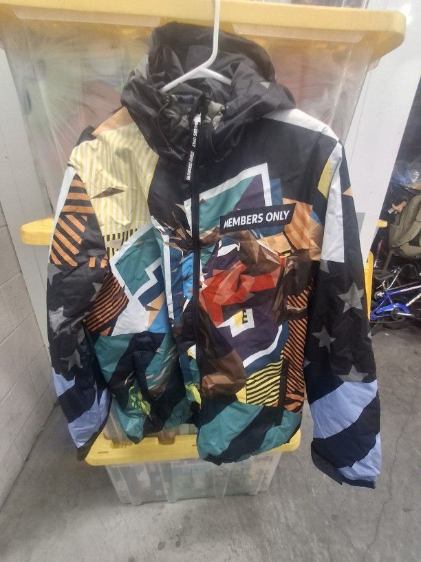 Members Only Puffer Jacket Mens M" L" XL Multicolor Hooded Full Zip Adult NWT