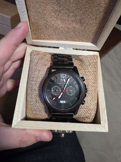 Avant Wood Chronograph w/Date Black Dial Wood Bracelet w/Box 45mm