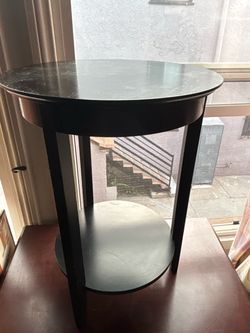 Round Two-Tier Side Table with Marble Top