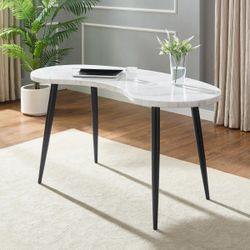 Faux Marble Curved Office Desk