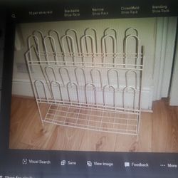 White Wire Shoe Rack, NEW