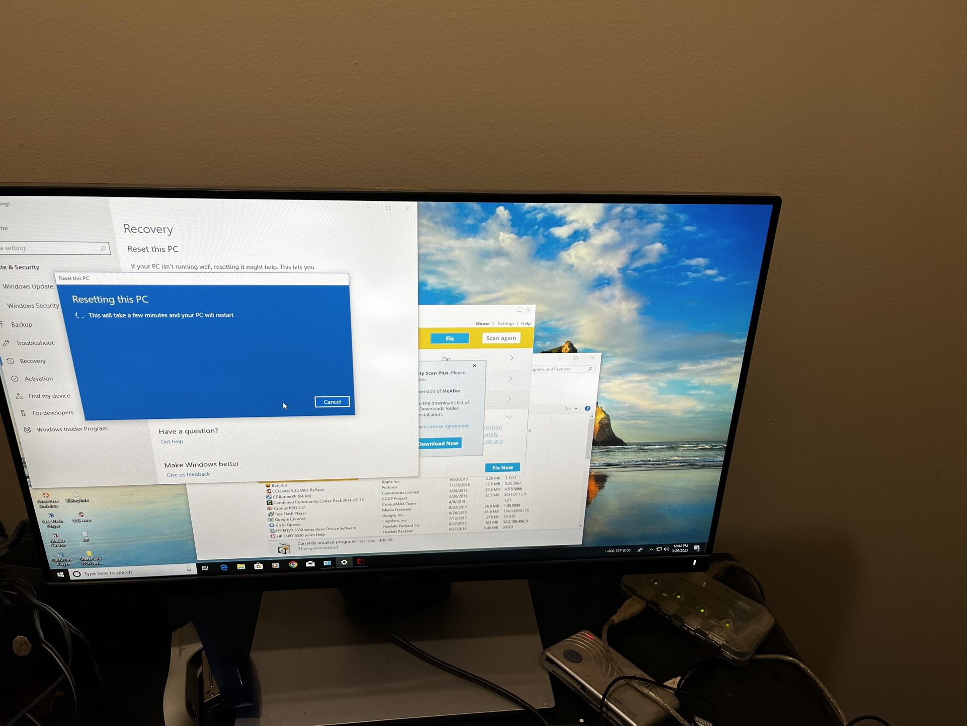 Dell 24” Computer Monitor And Keyboard