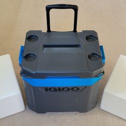 IGLOO COOLER WITH WHEELS & HANDLE + FREE COOLERS + FREE ICEPACKS!!!!