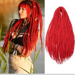  Inch Red Wool Dreadlock Extensions