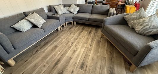 Large Gray Sectional Sofa Set