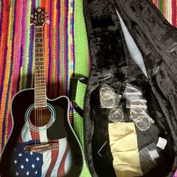 RANDY JACKSON AMERICAN FLAG TRIBUTE ACOUSTIC GUITAR ‼️ RARE - possibly The ONLY 1 You Can FInd ‼️