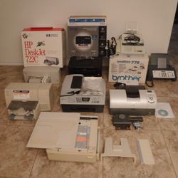 6 Printers & 2 Fax Machines - Use or Sell For Parts or Recycle